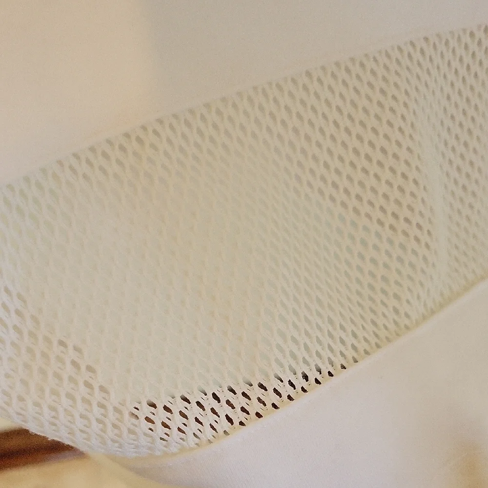 Bebe Sport White Hoodie with Dusty Rose Drawstrings Mesh Hem Detail Size 2x - Picture 4 of 7